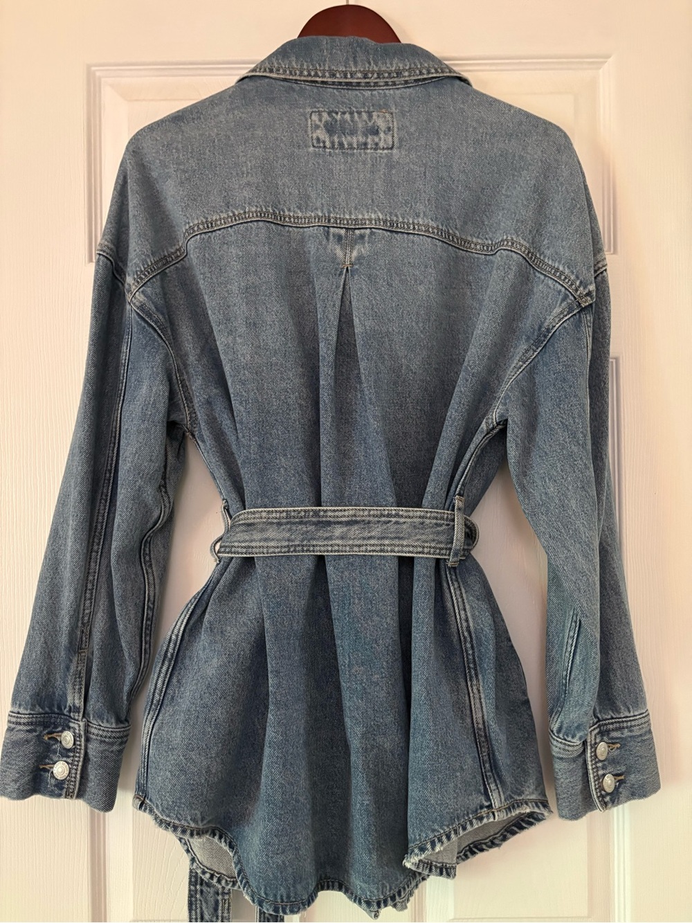 LOFT Blue Denim Belted Shirt Jacket - Picture 4 of 14